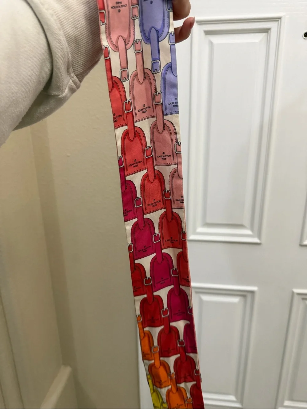 Louis Vuitton Pink and Red Monogram Silk Twilly